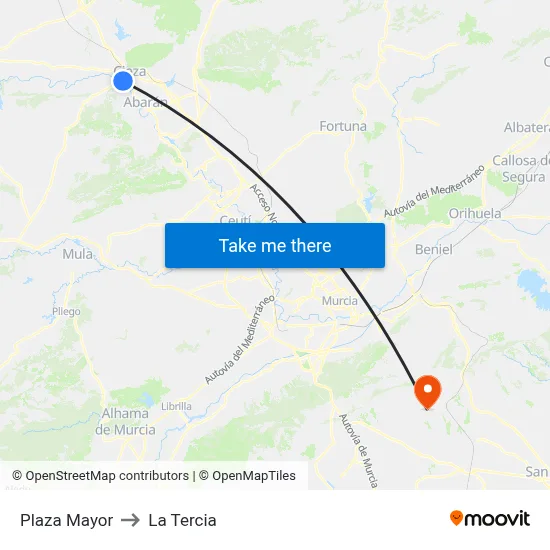 Plaza Mayor to La Tercia map