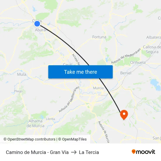 Camino de Murcia - Gran Vía to La Tercia map
