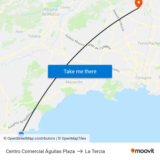 Centro Comercial Águilas Plaza to La Tercia map