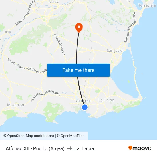 Alfonso XII - Puerto (Arqva) to La Tercia map