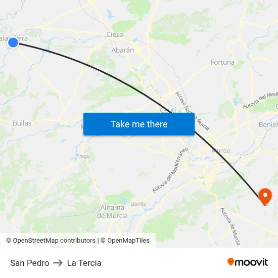 San Pedro to La Tercia map