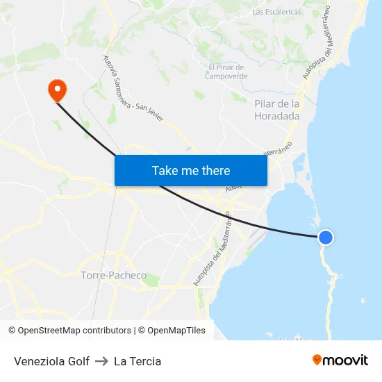 Veneziola Golf to La Tercia map