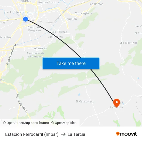 Estación Ferrocarril (Impar) to La Tercia map