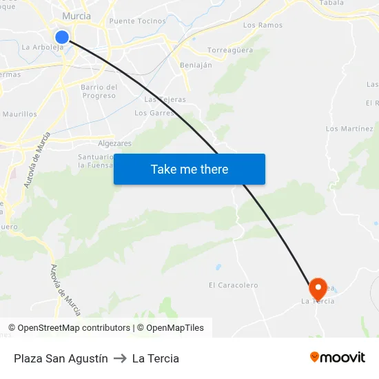 Plaza San Agustín to La Tercia map
