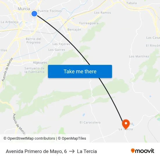 Avenida Primero de Mayo, 6 to La Tercia map