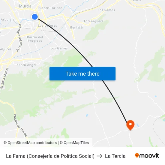 La Fama (Consejería de Política Social) to La Tercia map