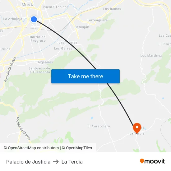 Palacio de Justicia to La Tercia map