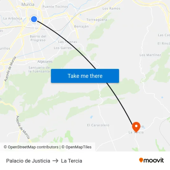 Palacio de Justicia to La Tercia map