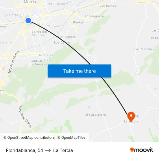 Floridablanca, 54 to La Tercia map