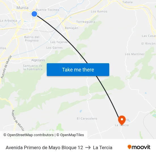 Avenida Primero de Mayo Bloque 12 to La Tercia map