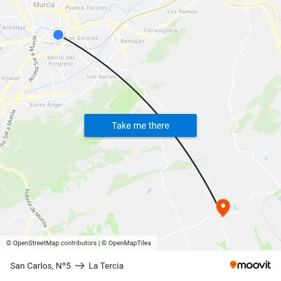 San Carlos, Nº5 to La Tercia map