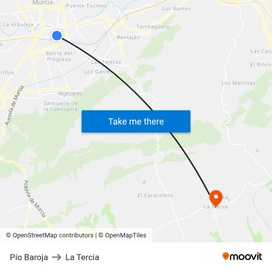 Pío Baroja to La Tercia map