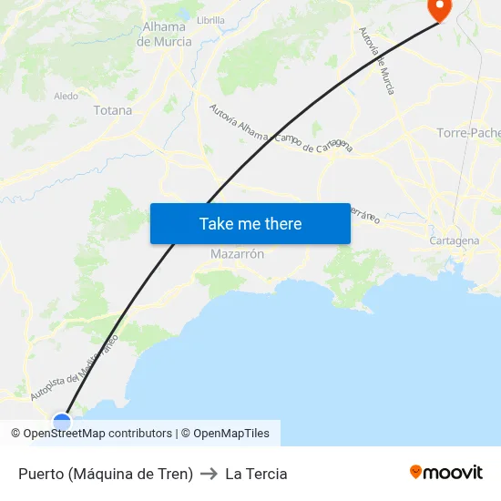 Puerto (Máquina de Tren) to La Tercia map