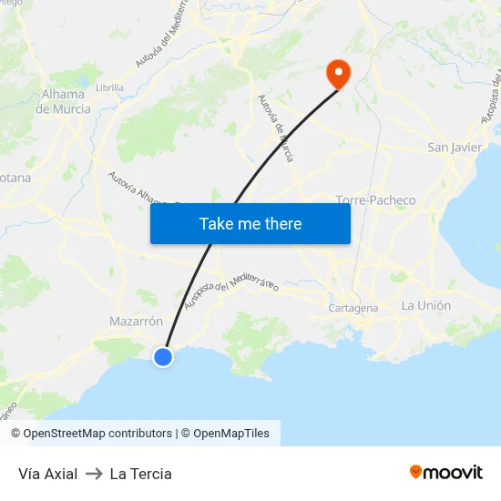 Vía Axial to La Tercia map