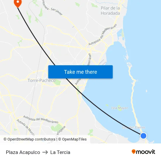 Plaza Acapulco to La Tercia map