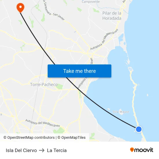 Isla Del Ciervo to La Tercia map