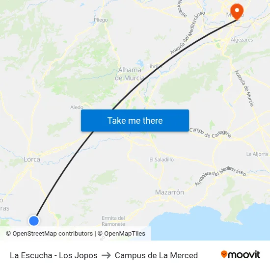 La Escucha - Los Jopos to Campus de La Merced map