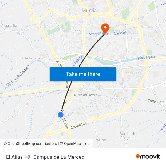 El Alias to Campus de La Merced map