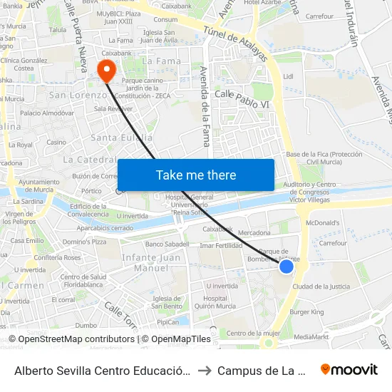 Alberto Sevilla Centro Educación (Frente) to Campus de La Merced map
