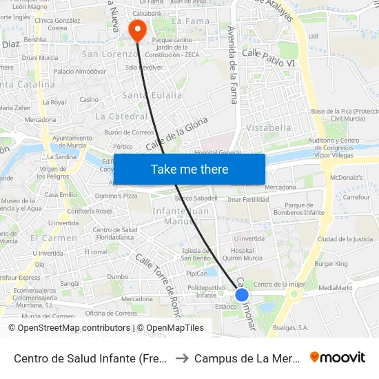 Centro de Salud Infante (Frente) to Campus de La Merced map