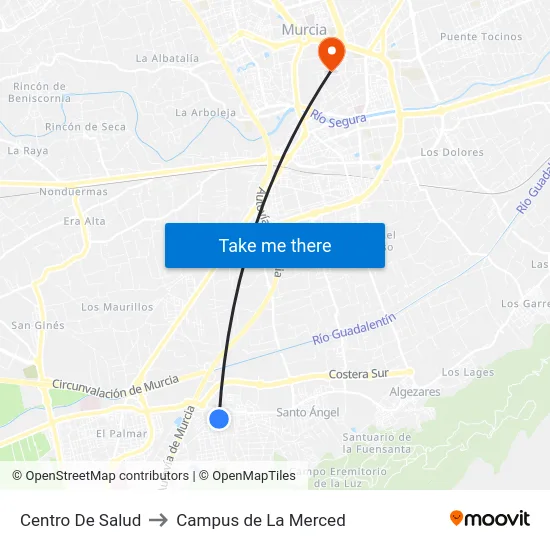 Centro De Salud to Campus de La Merced map