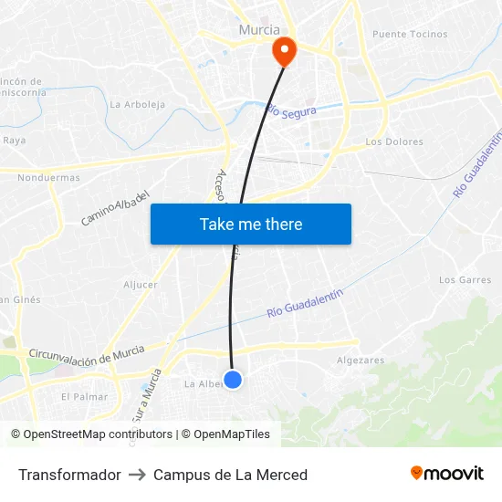 Transformador to Campus de La Merced map