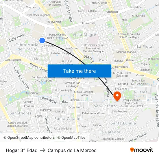 Hogar 3ª Edad to Campus de La Merced map