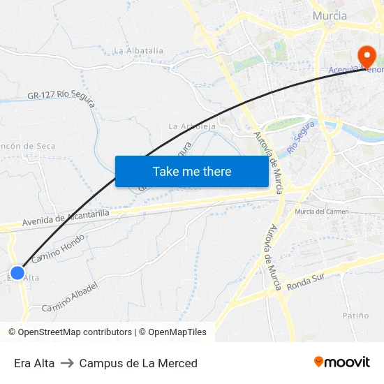 Era Alta to Campus de La Merced map