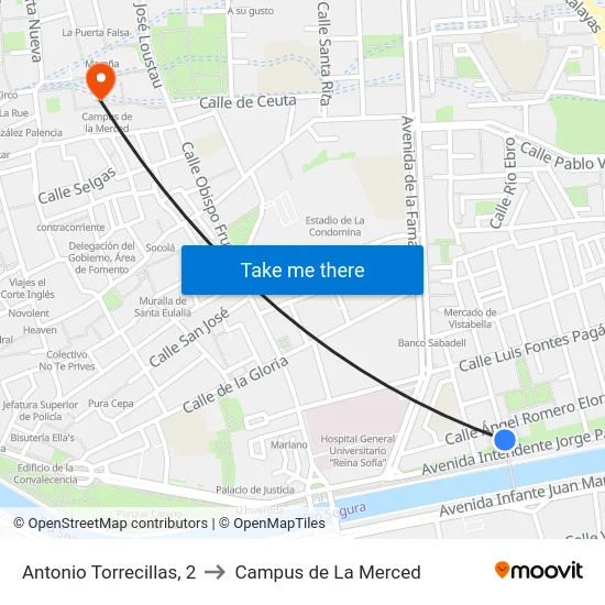 Antonio Torrecillas, 2 to Campus de La Merced map