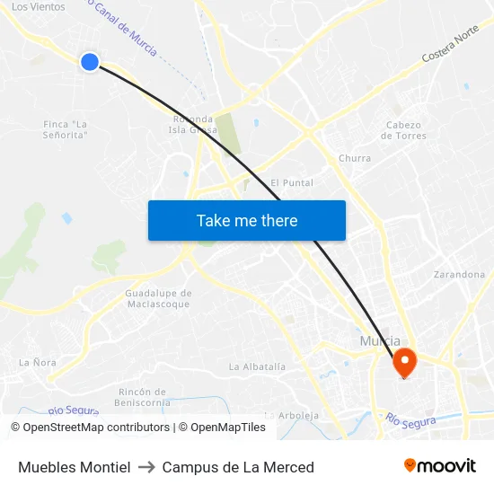 Muebles Montiel to Campus de La Merced map