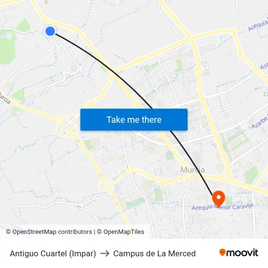 Antiguo Cuartel (Impar) to Campus de La Merced map