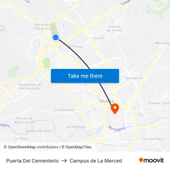 Puerta Del Cementerio to Campus de La Merced map