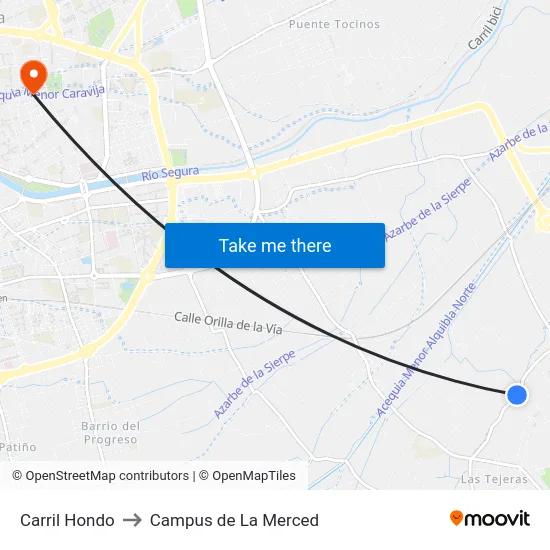 Carril Hondo to Campus de La Merced map