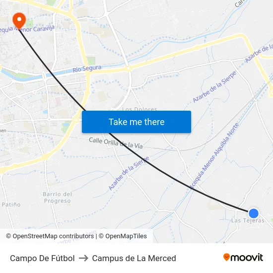Campo De Fútbol to Campus de La Merced map