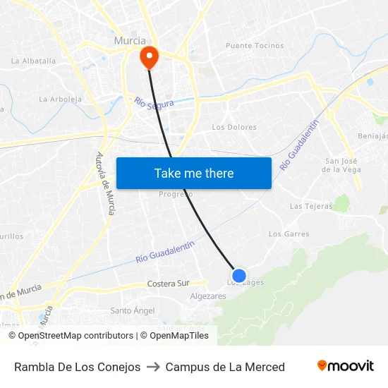 Rambla De Los Conejos to Campus de La Merced map