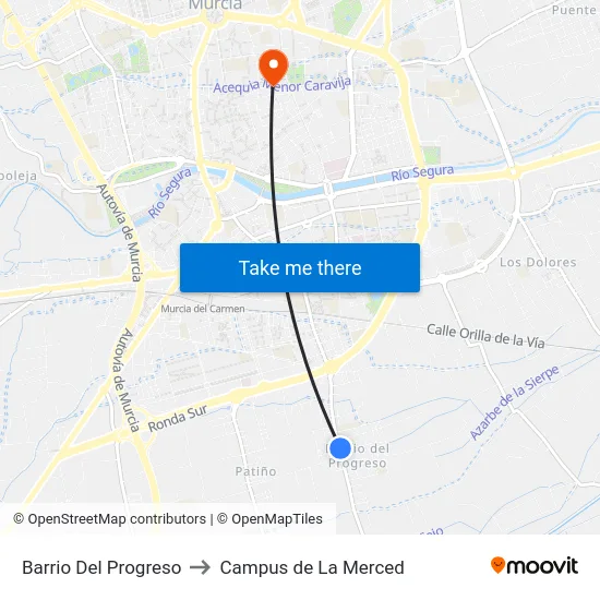 Barrio Del Progreso to Campus de La Merced map