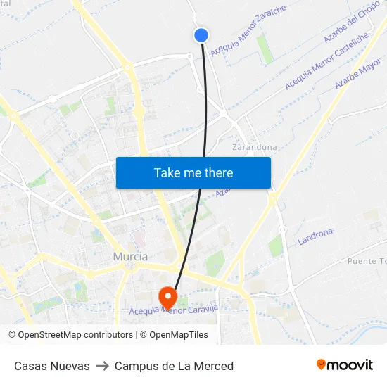 Casas Nuevas to Campus de La Merced map
