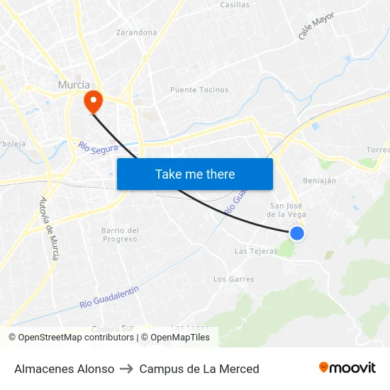 Almacenes Alonso to Campus de La Merced map