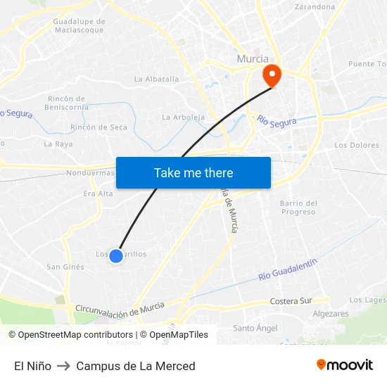 El Niño to Campus de La Merced map