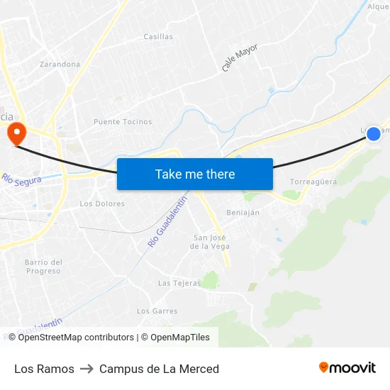 Los Ramos to Campus de La Merced map