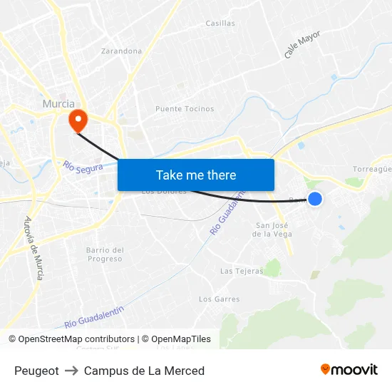 Peugeot to Campus de La Merced map