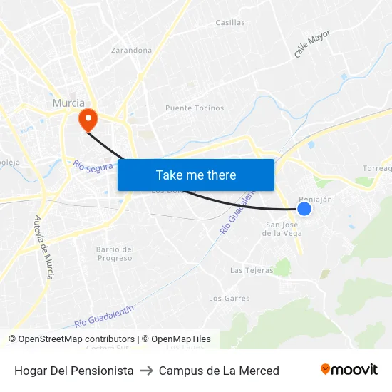 Hogar Del Pensionista to Campus de La Merced map
