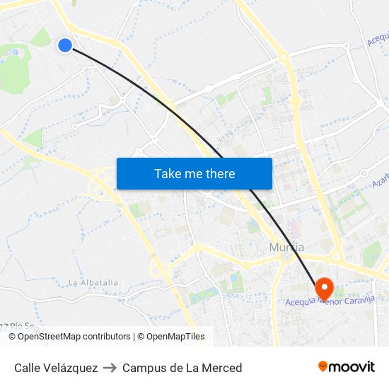 Calle Velázquez to Campus de La Merced map