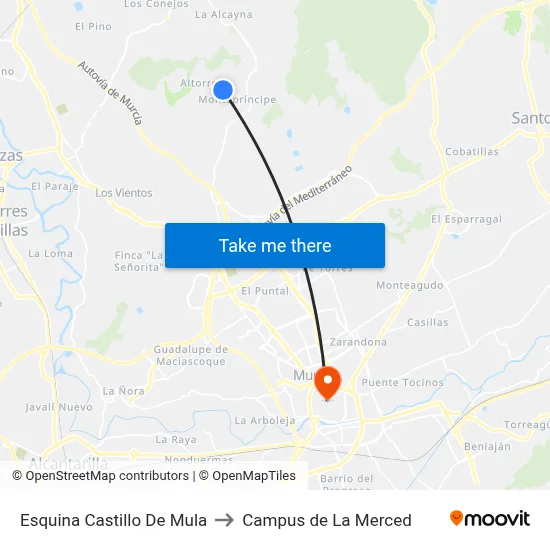 Esquina Castillo De Mula to Campus de La Merced map