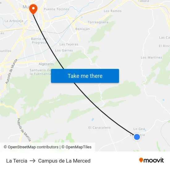 La Tercia to Campus de La Merced map