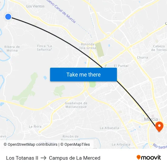 Los Totanas II to Campus de La Merced map