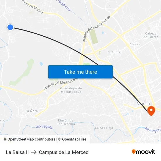 La Balsa II to Campus de La Merced map