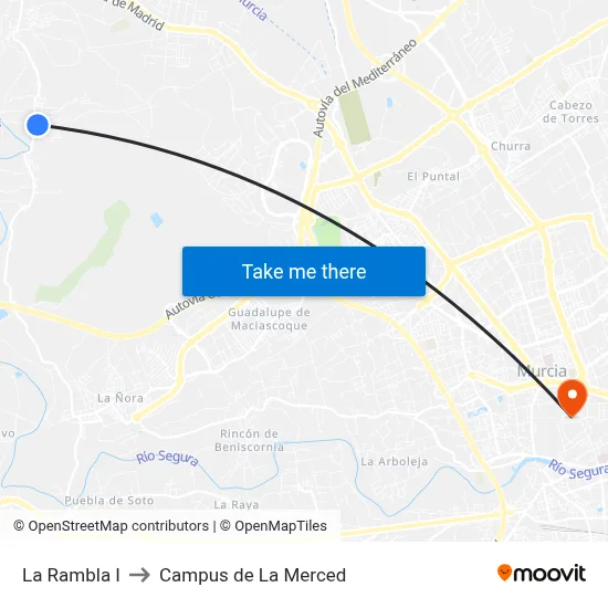 La Rambla I to Campus de La Merced map