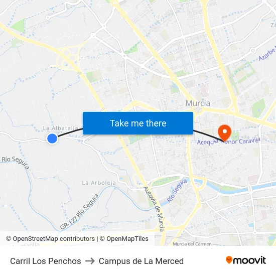 Carril Los Penchos to Campus de La Merced map
