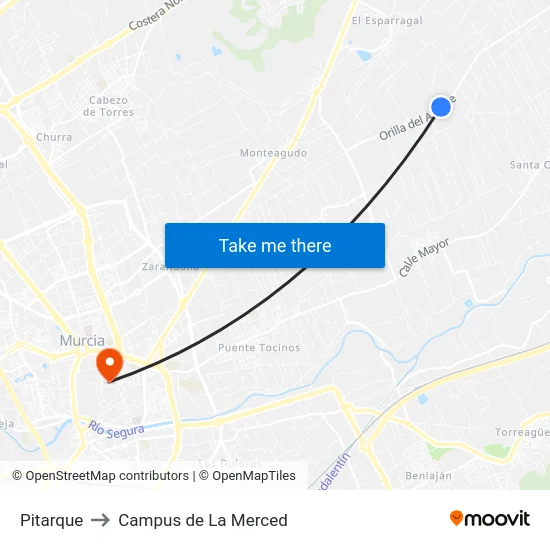 Pitarque to Campus de La Merced map